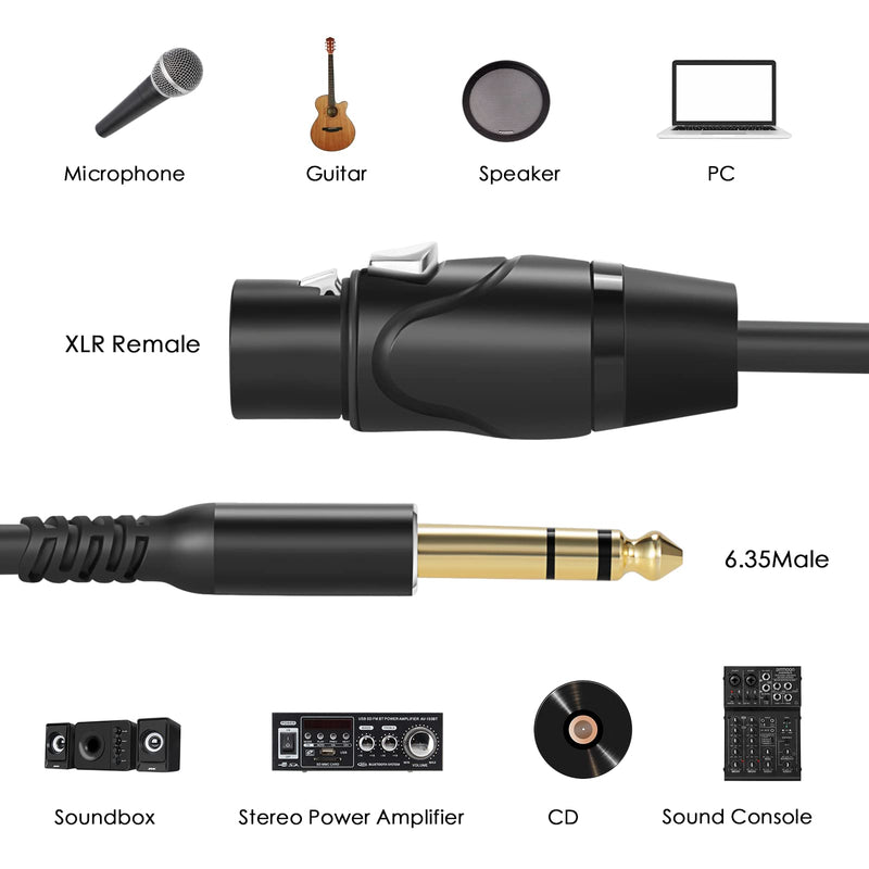 Twozoh XLR Female to 1/4 Inch (6.35mm) TRS Cable, Quarter Inch Jack Balanced to XLR Microphone Cable 1FT (Profesional/HiFi) Female 1-PACK