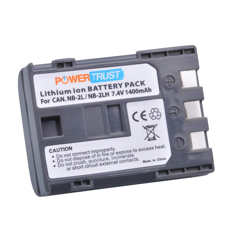 PowerTrust 3-Pack NB-2L NB-2LH Battery and NB2L Dual USB Charger for Canon DC301, DC310, DC320, DC330, DC410, DC420, Elura 40, 50, 60, 65, 70, 80, 85, 90, EOS 350D, 400D, Digital Rebel XT, XTi Camera