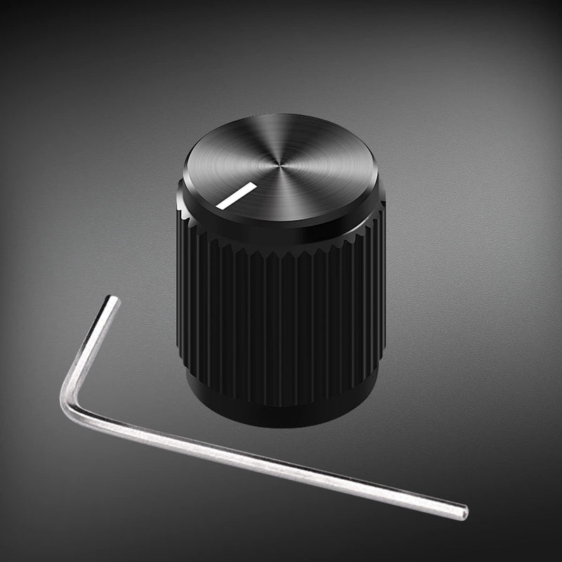 DaierTek Guitar Effect Pedal Knob Metal Black Potentiometer Knob Anodized Aluminum Amp Pot Knob with Set Screw 1/4 -13Pack