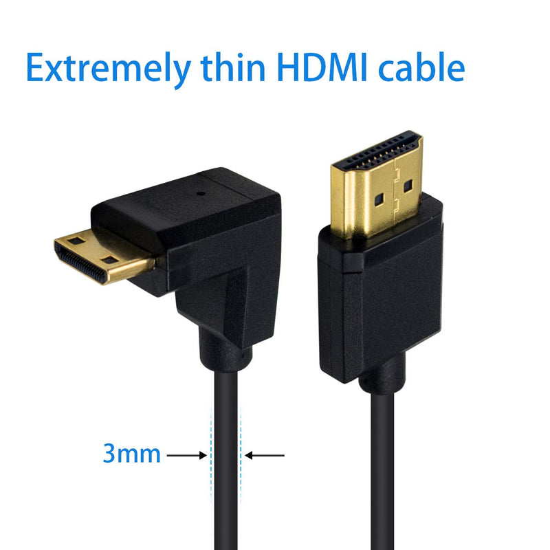 Duttek Mini HDMI to Standard HDMI Cable, HDMI to Mini HDMI Cable, Ultra-Thin Down Angled 90 Degree Mini HDMI Male to HDMI Male Cable Support 4K Ultra HD, 1080p, 3D(HDMI 2.0) (15cm/6 inch) Down Angled 15cm