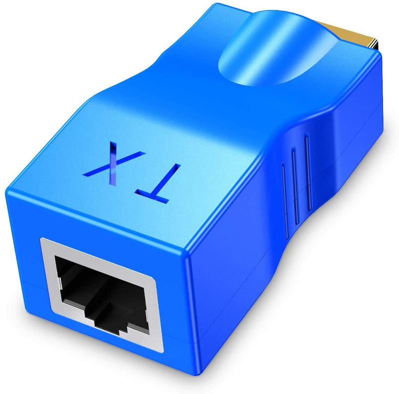 HDMI Extender Adapter, BERLAT HDMI to RJ45 Ethernet Network Converter Over by Cat5-e/6 Cable Splitter 1080p up to 30m/98ft Repeater for HDTV HD TV DVD PS4 STB