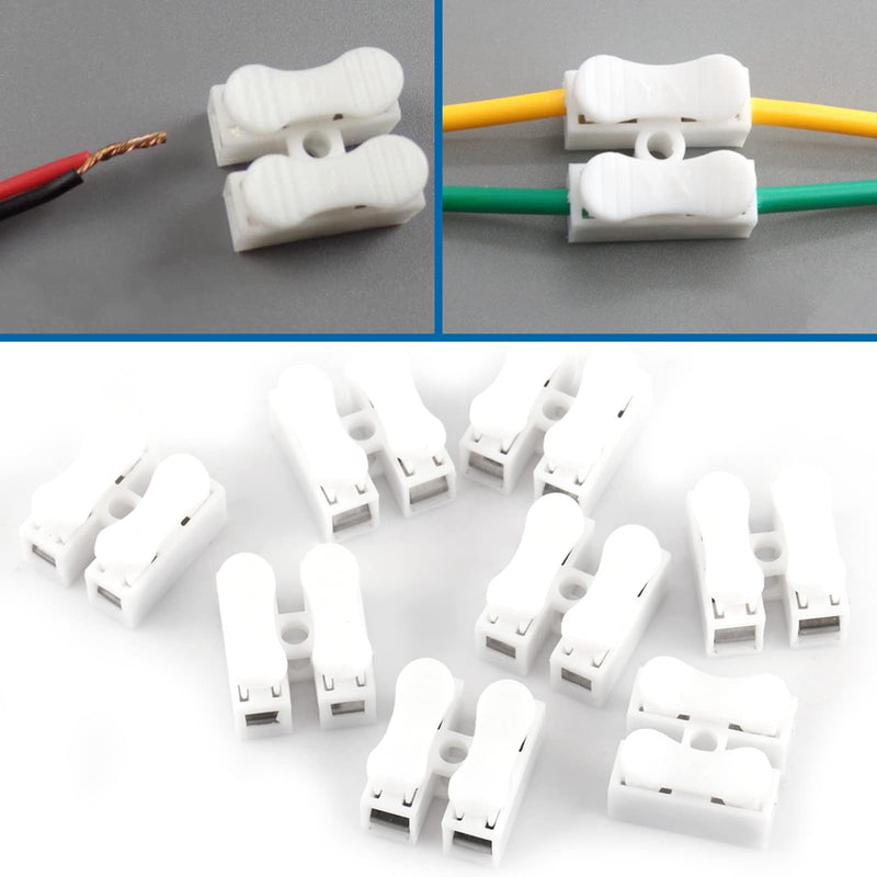 2 Pin Wire Connectors, 100Pcs Spring Wire Connectors Terminal Cable Clamp Connectors, Quick Terminal Wire Connector for Wire LED Strip Light Wire Connecting