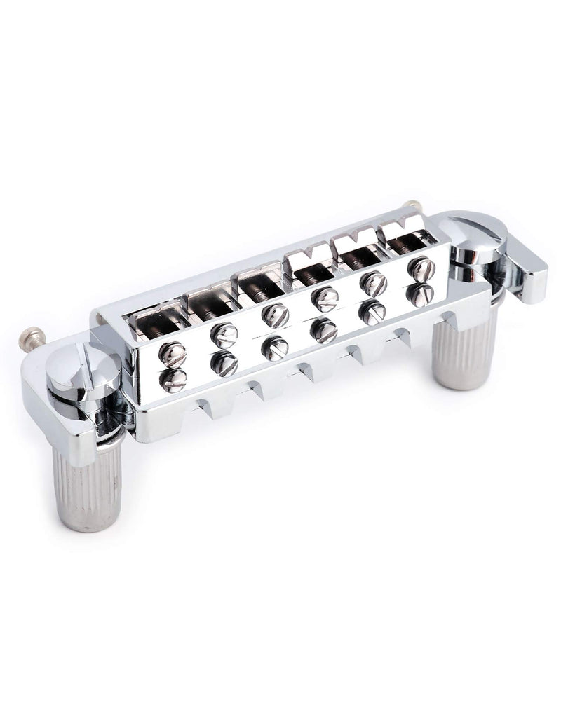 Metallor Tune-O-Matic Wraparound Bridge with Stop Tailpiece Wrap Around Adjustable Combination Saddle Bridge Tailpiece for Les Paul LP Style 6 String Electric Guitar Parts Full Set Chrome.