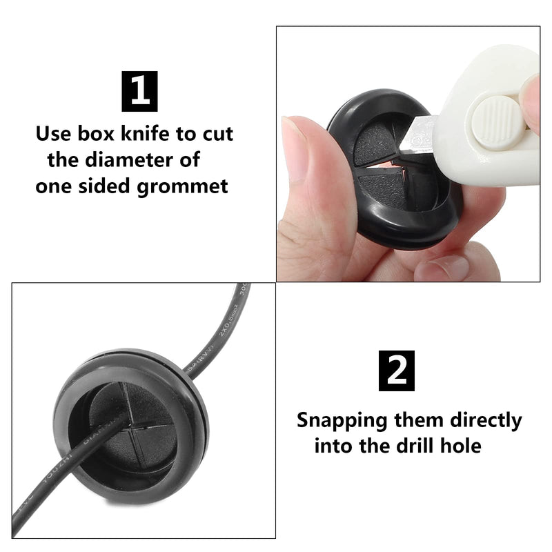 [AUSTRALIA] - Zorveiio 1" ID 1-1/4" Drill Hole Rubber Hole Grommet with Box Knife, Rubber Hole Plugs Rubber Grommets Firewall Grommet Kit Wire Protection - 20 Pcs, Black 