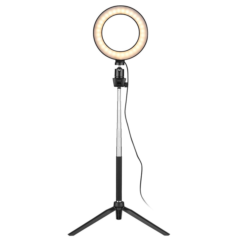 Docooler 6 Inch LED Ring Light with Tripod Stand Mini Desktop Tripod Ballhead for Video Recording Live Sream Makeup Portrait YouTube Video Lighting