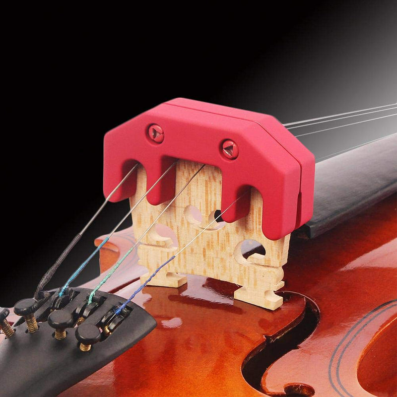 Violin Mute, Rubber Violin Practice Mute Combo, Metal Violin Mute Practice Violin Silencer for 1/2, 3/4, 4/4 Violin Red