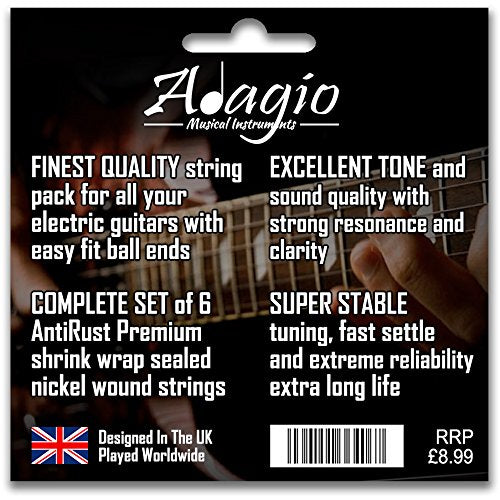 Adagio Premium Electric Guitar String Set COATED AntiRust Regular Light 010-046 Pack