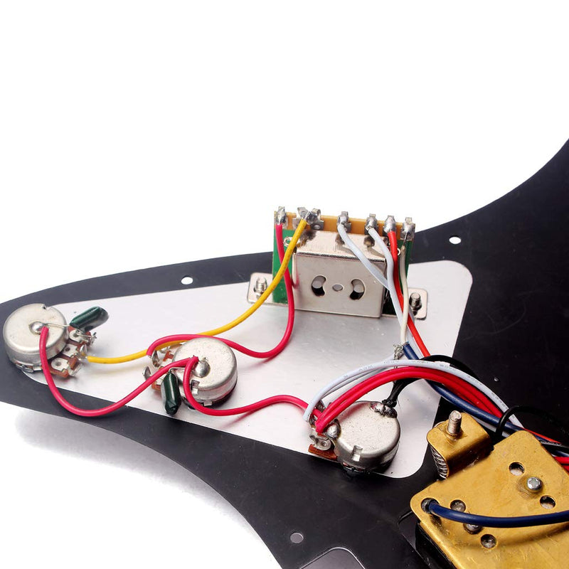 Alnicov Electric Guitar Pickguard 3-ply SSH Loaded Prewired Humbucker Pickguard Pickups Set for Guitar,Black Pearl