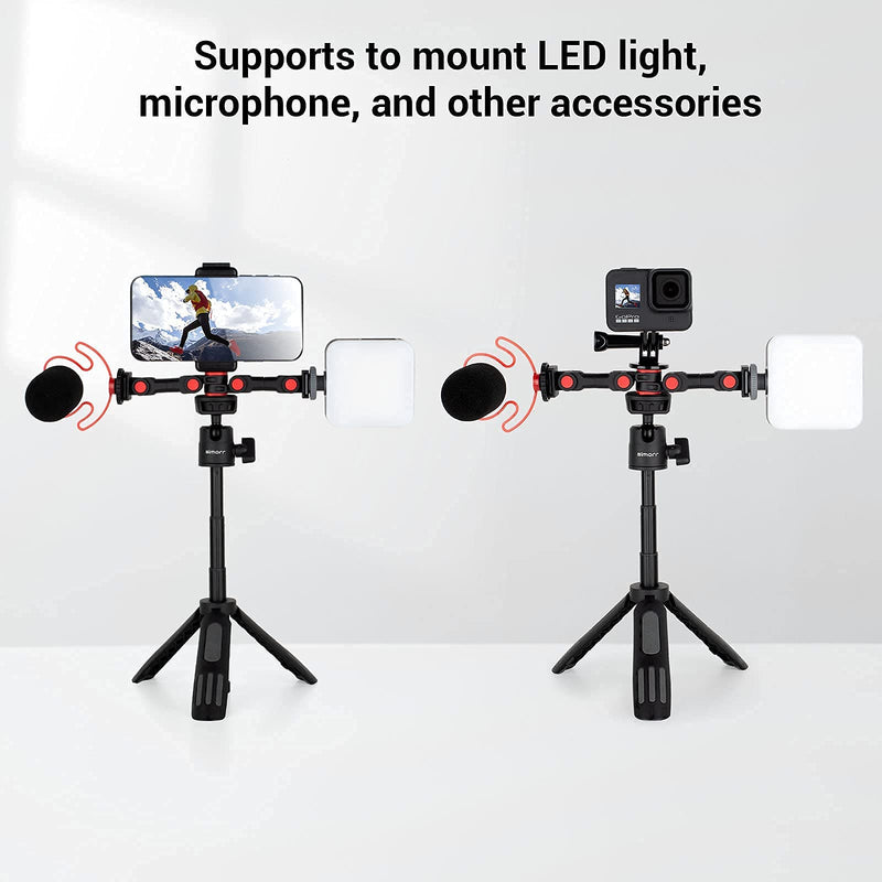 simorr Dual Cold Shoe Extension Bar Universal Cold Shoe Mount Bracket Plate Adapter, Camera Flash Brackets with 1/4" Thread Holes for Microphone,Led Video Light,Audio Recorder Monitors-3483