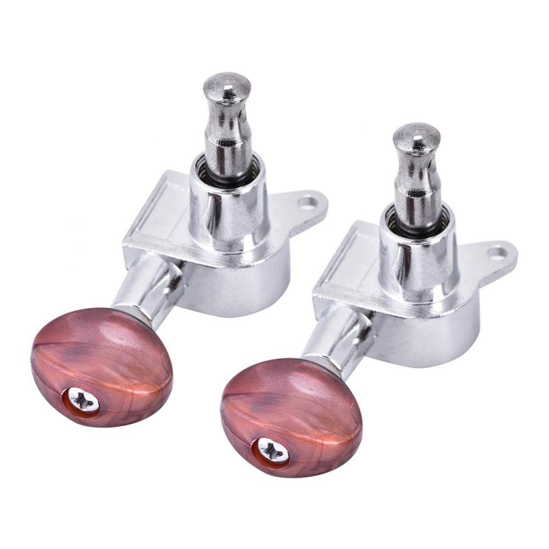 Ukulele String Tuning Pegs, 2L2R Silver Enclosed Locking Tuners Red Round Machine Heads for Ukulele 4 String Guitars