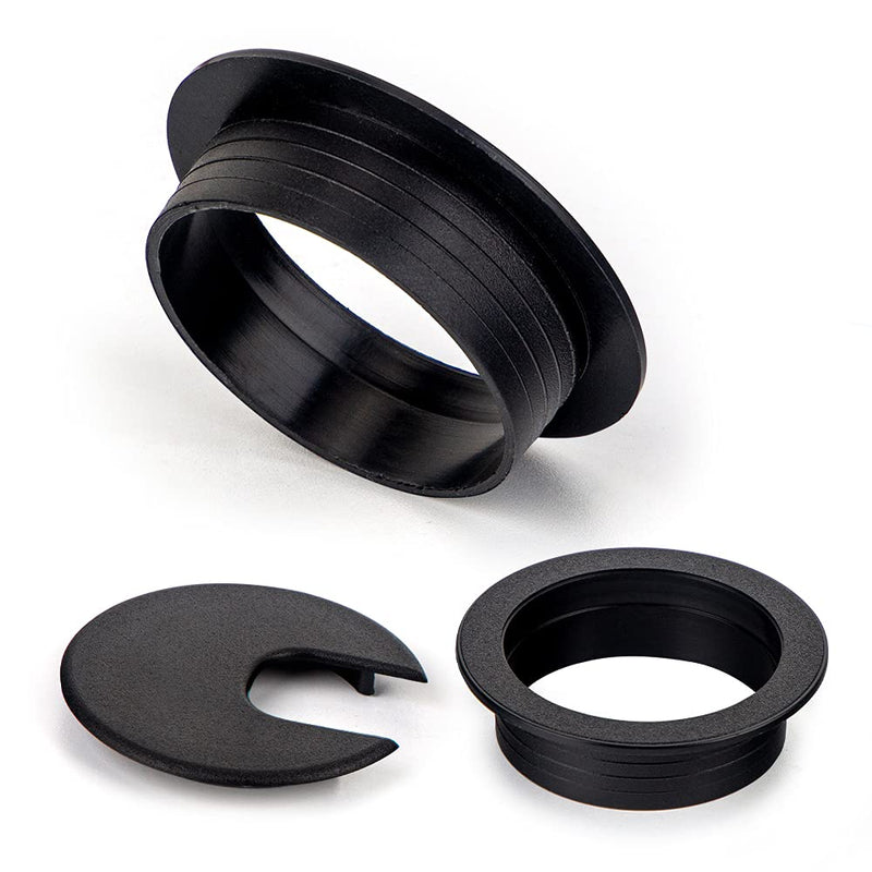 20 Pack 2 Inch/50mm Round Plastic Desk Grommets, Black Wire Organizer Caps, PC Computer Port Cable Hole Cover Plug Bushings, Perfect for Hide Data Cords in Office Desk, TV Stands, Tabletops and More