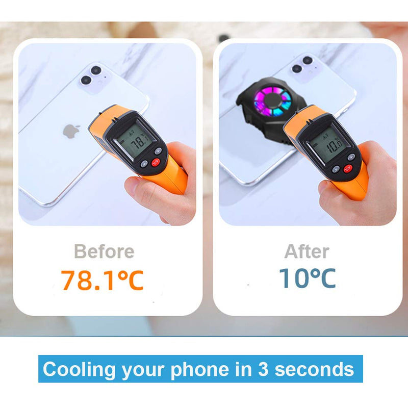 Mobile Phone Cooler, 3 Seconds Cooling Semiconductor Heatsink Phone Radiator with Fan for Gaming Lives Watch Videos