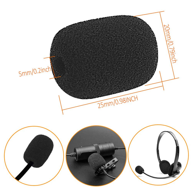 40 Pack Mini Headset Microphone Windscreens Foam Microphone Cover for Headset Lapel Lavalier - Black