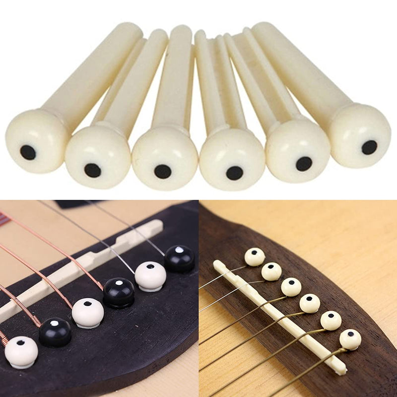 MOVKZACV 24Pcs Guitar Bridge Pins,Acoustic Guitar Pegs for Strings Replacement Accessories White and Black,Durable Musical Instruments Accessories White+black