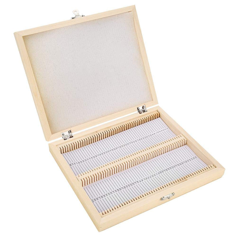 Wooden Box with Lock Storage for Lab Glass Prepared Microscope Slides Storing Tool 22.8x18.8x3.5cm / 9x7.4x1.4in for Educational Use