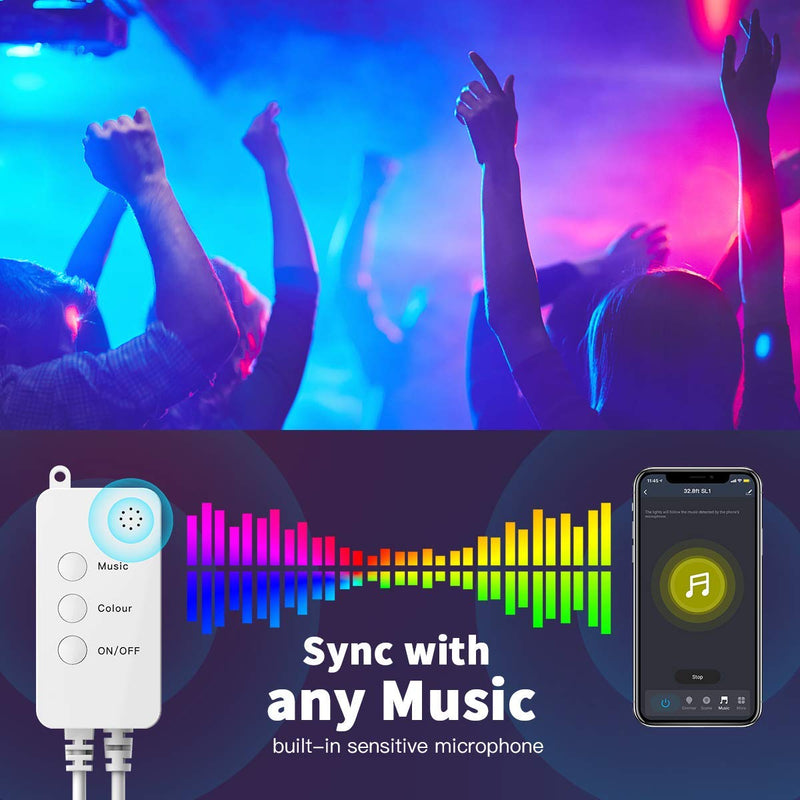 [AUSTRALIA] - Popotan Led Strip Lights 32.8ft - Bluetooth WiFi Smart Led Lights Works with Alexa Echo Google Home, Music Sync SMD 5050 App Control RGB Light Strips for Bedroom Kitchen (32.8ft) (32.8ft) (32.8ft) 