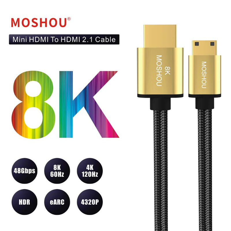 8K Mini HDMI to HDMI Cble SIKAI Ultra High Speed HDMI 2.1 Cable Support 8K@60Hz, 4K@120Hz, 48Gbps, eARC, HDR10, HDCP2.2 Compatible with Camera, Camcorder, Laptop, Raspberry Pi Zero W (50cm) 50cm