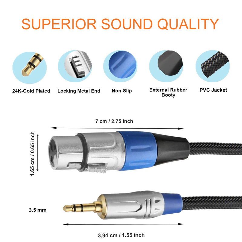 [AUSTRALIA] - TISINO XLR to 3.5mm (1/8 inch) Microphone Cable, XLR Female to Mini Jack Aux Mic Cord for Camcorders, DSLR Cameras, Computer Recording Device and More - 3.3 feet 3 feet 