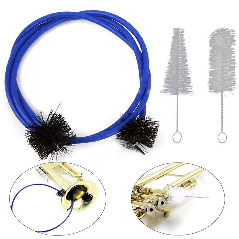 Alnicov Trumpet Cornet Maintenance Cleaning Kit,Trumpet Cleaning Care Kit Mouthpiece Brush Valve Brush Flexible Brush