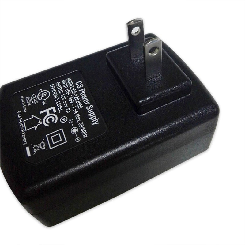Power Supply Adapter 12V 2A 100V-240V for Yeskam CCTV Camera DVR NVR UL Listed FCC CE Switching 5.52.1mm 4ft 1.5m Cord