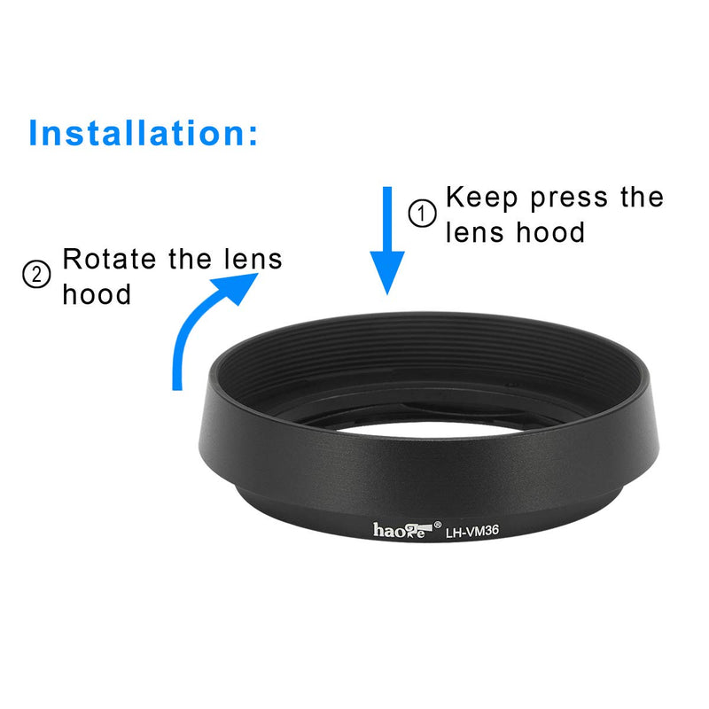 Haoge LH-VM36 Bayonet Metal Round Lens Hood Shade Compatible with Voigtlander Nokton Aspherical ASPH 40mm f/1.2 VM, 35mm f1.2 VM, 50mm f1.2 VM Leica M Lens Replaces LH-8 Black