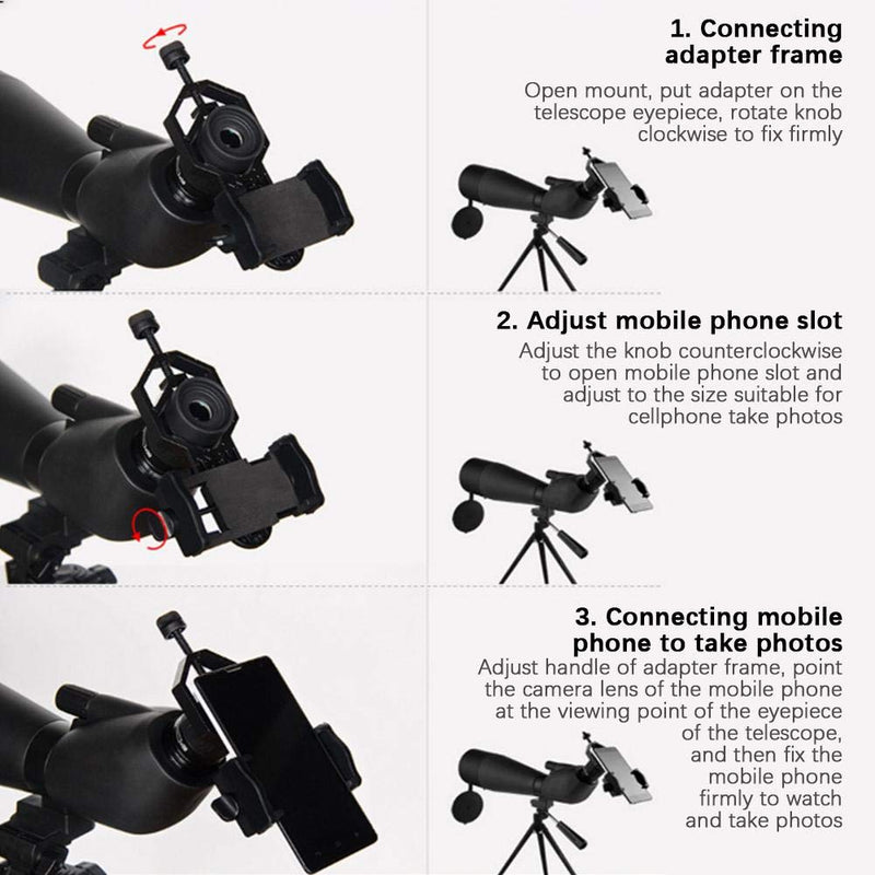 Universal Cell Phone Adapter Mount, 5cm-9cm Smartphone Clamp Mount Universal for Binocular Monocular Spotting Scope Astronomical Telescope Microscope