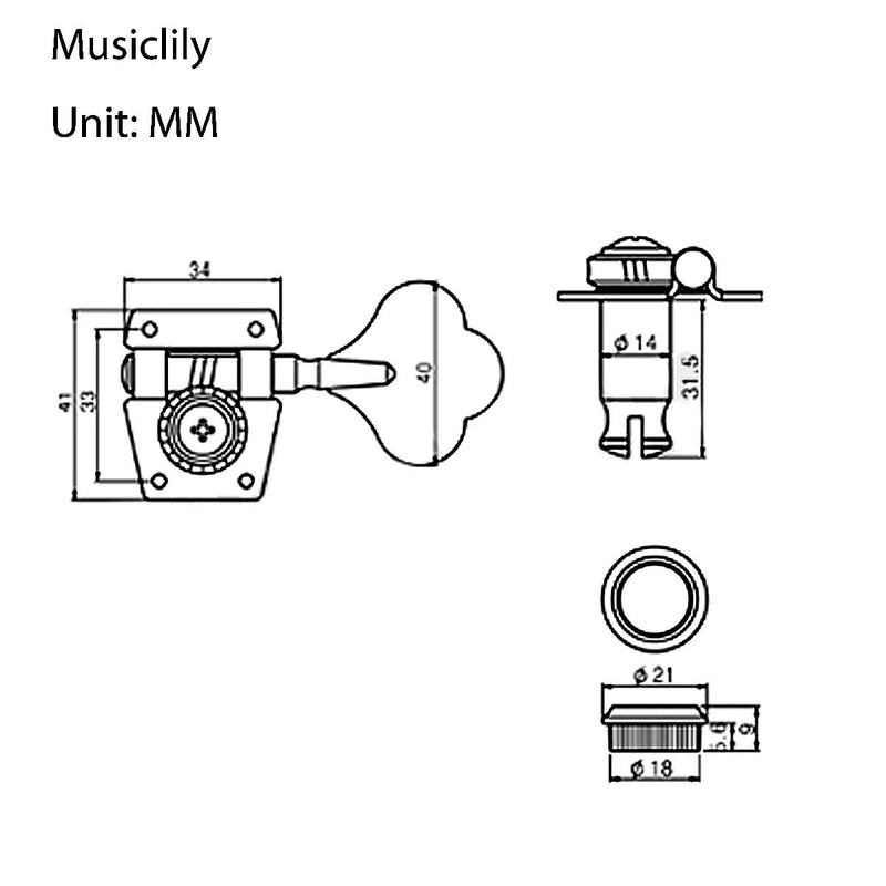 Musiclily Pro 4 In Line Open Gear Electric Bass Tuners Machine Heads Tuning Keys Pegs for Precision Jazz Bass, Gold