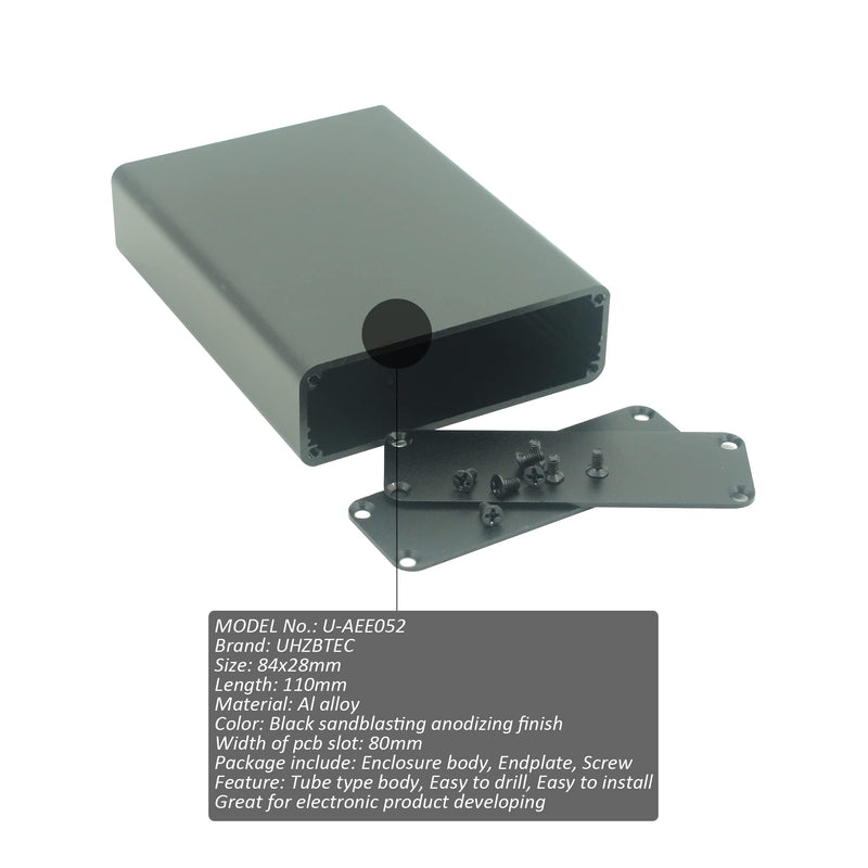 UHZBTEC Tube Type Aluminum Project Electronic Junction Case PCB Housing Box with End Plate 4.33 x 3.3 x 1.1 inch (L x W x H) U-AEE052:110x84x28mm