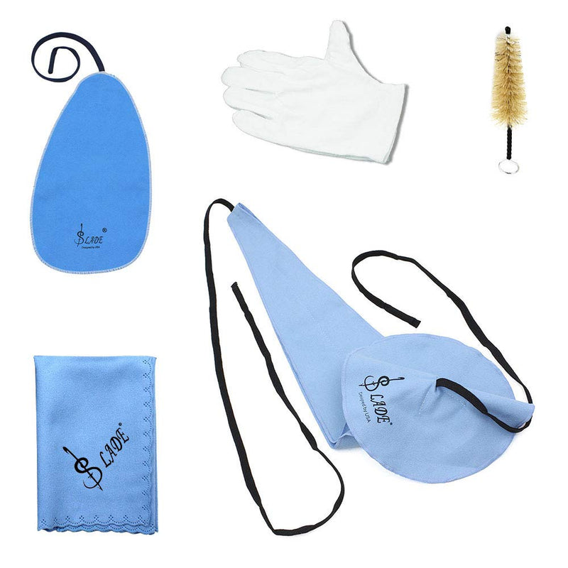 Mowind Saxophone Sax Cleaning Tool Mouthpiece Brush Cleaning Cloth Gloves Cleaning Kit 5-in-1 with Bag