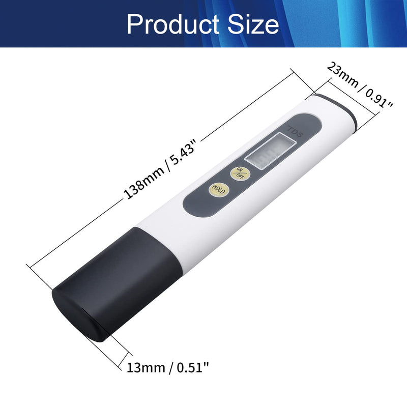 Bettomshin 1-9990PP±2% TDS&EC Meter Digital Tester 5.43x0.91x0.51 inch Ideal PPM Meter Resolution Plastic Titanium Alloy Conductivity for Water Aquariums White 4pcs