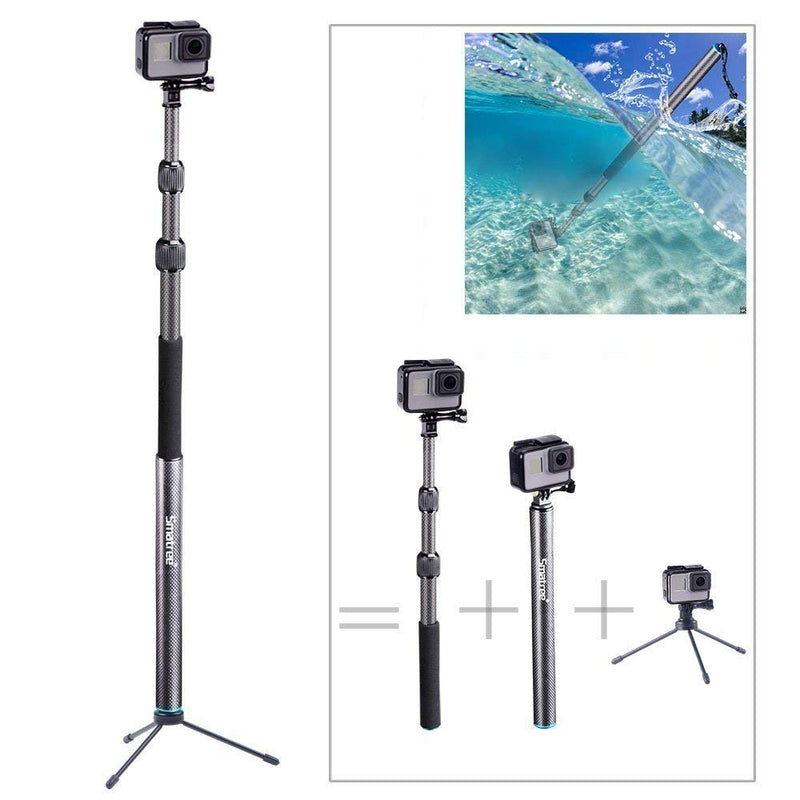 Smatree S3C Carbon Fiber Detachable Extendable Floating Pole with Tripod Stand Compatible for GoPro MAX/GoPro Hero Fusion/9/8/7/6/5/4/3 Plus/3/GoPro Hero 2018/DJI OSMO Action Camera