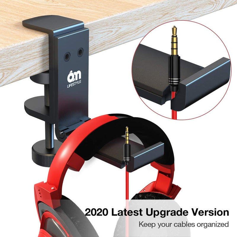 6amLifestyle [2021 Newest Version] Foldable Headphone Stand Hanger Under Desk Clamp with Cable Organizer Save Space Metal Headphone Headset Holder for Universal Headphones PS4 PC Headsets, 6A-1203BK Foldable Headphone Hanger*1