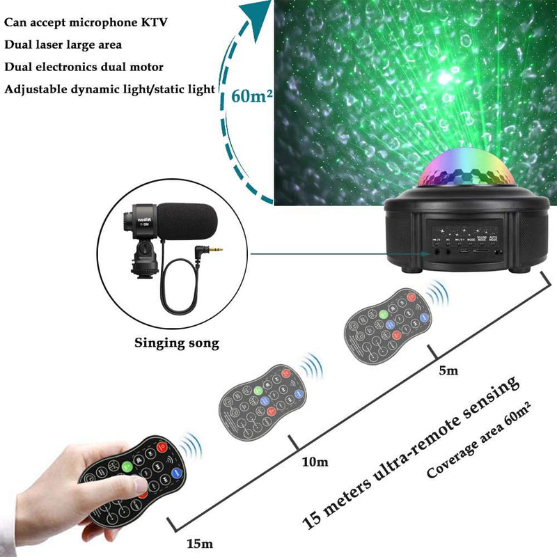Star Projector Night Light, Galaxy Starry Projector 44 Lighting Mode with Bluetooth Music Speaker Timer Remote Control, Ocean Wave Projector LED Ambiance Light for Kids Adults Gifts Home Bedroom Party