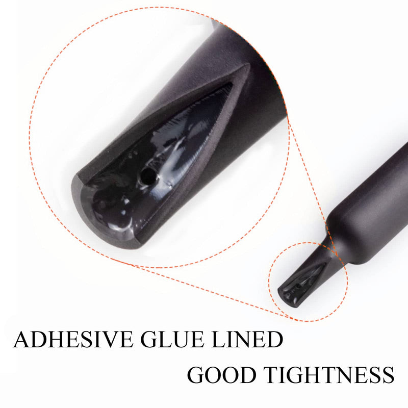Black Heat Shrink Tubing 4:1 Adhesive Lined - Marine Grade Waterproof Wire Shrink Tube Insulation Seal (1/4“-20Feet, Black) 1/4“-20Feet