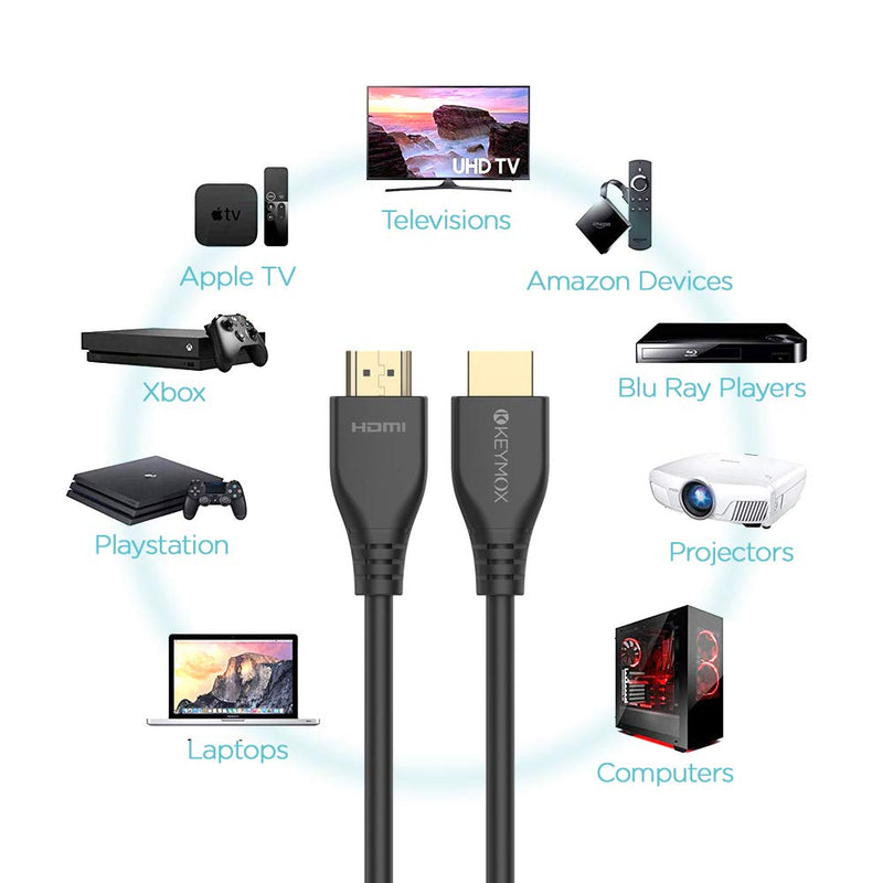 8K HDMI Cable 6ft Keymox HDMI 2.1 Cable, 48Gbps Ultra HD High Speed, Support 4K@120Hz & 8K@60Hz, Dynamic HDR,eARC/Ethernet, Compatible with Apple TV,Nintendo Switch,Roku,Xbox Series X/S,PS5,Blu-ray 6 feet