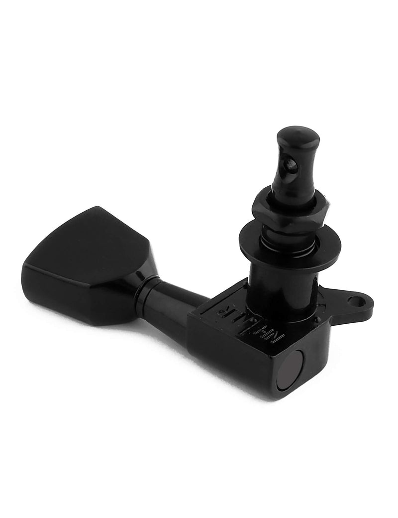 Holmer Sealed String Tuning Pegs Tuning Machines Grover Machine Heads Tuners Tuning Keys Vintage Keystone Style 3 Left 3 Right for Electric Guitar or Acoustic Guitar Black.