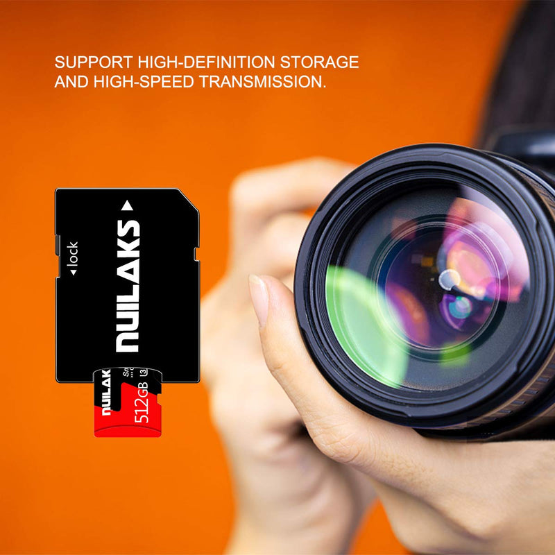 512GB Micro SD Cards Memory Card Class 10 High Speed Flash Card for Wyze/GoPro/Smartphones/PC/Computer/Camera/Drone