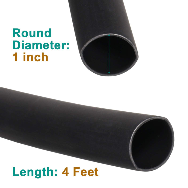 2 Pcs 1 inch (Diameter) 3:1 Waterproof Heat Shrink Tubing Kit, Large Marine Dual Wall Adhesive Shrinkable Wire Wrap Tube, Insulation Sealing Wear-Resistant Cable Protector by YUKSY (4ft, Black & Red) 1" (4ft, Black/Red)