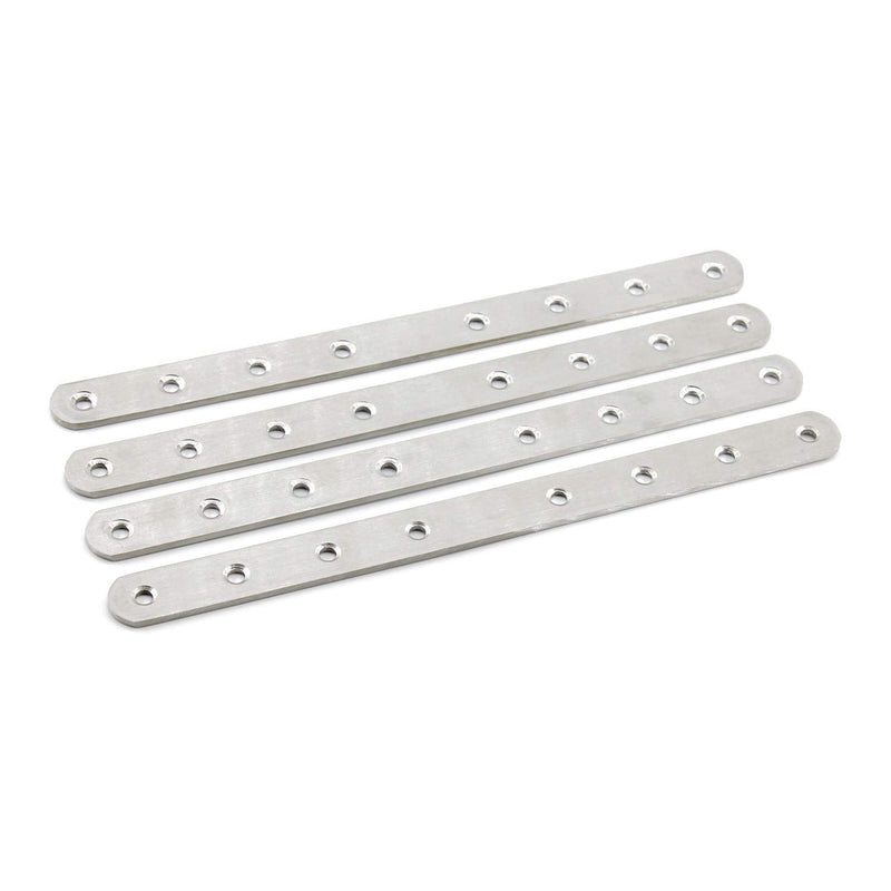 4 Pack Flat Mending Plate for Wood,ULIFESTAR Stainless Steel Straight Brackets 250mm / 10" Length 8 Screw Hole Flat Repair Fixing Wood Brace Joining Plates Connector with Fixing Screws 250x20x3mm/10x0.8x0.1''