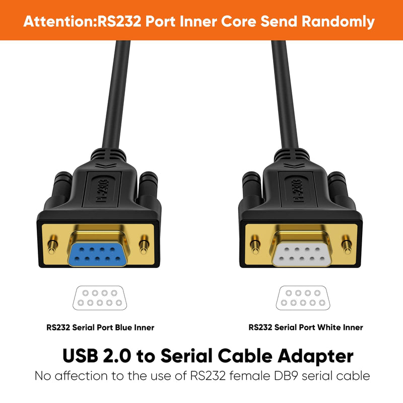 CableCreation [2-Pack] USB to RS232 Adapter with PL2303 Chip 3.3 FT, USB 2.0 to RS232 Female DB9 Serial Converter Cable for Cashier Register, Modem, Scanner, Digital Cameras, CNC, 1M Black 3.3FT / 1M PL2303 Chipset - 2 Pack