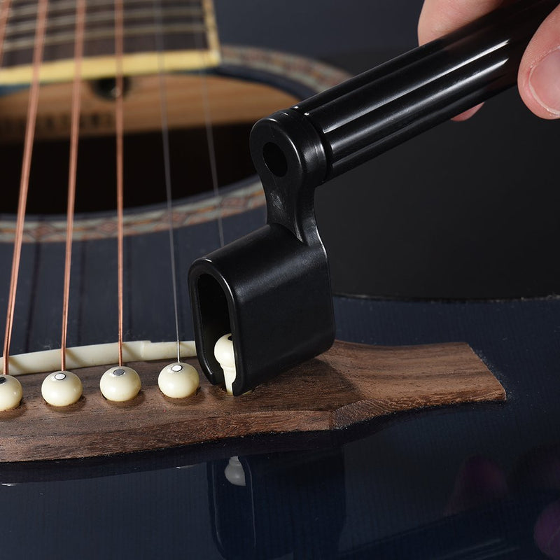 GOSONO 3 PCS Acoustic Electric Guitar String Winder Peg Bridge Pin Tool Plastic Black