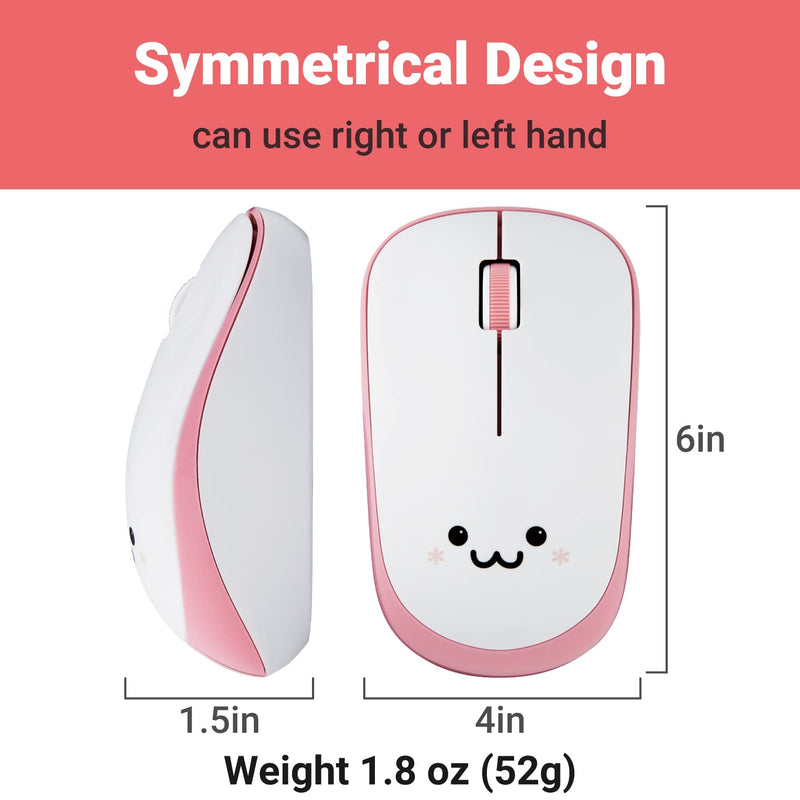 ELECOM 2.4G Wireless, Portable Mobile Smiley-Face Mouse for Right/Left Handed Use, IR LED, 1200 DPI 2.5 Years Long Battery Life, Silent Click (M-IR07DRSPF1-G) pink/white