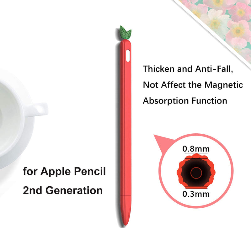 Silicone Sleeve Case Compatible with Apple Pencil 2nd Generation Pencil Cover Protect for Kids Girls (Red) Red