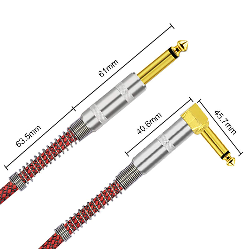 COLICOLY Guitar Cable 1/4 inch Straight to Right Angle Bass Instrument Cord- 3M