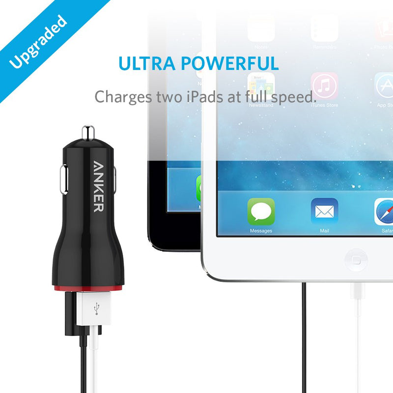 Anker 24W Dual USB Car Charger PowerDrive 2 + 3ft Micro USB to USB Cable Combo for Galaxy S7/S6/Edge/Plus, Note 5/4, LG, Nexus, HTC and More, Black