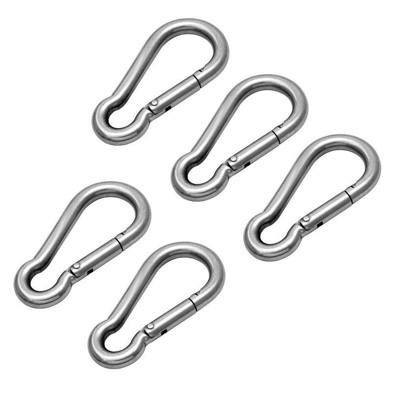 (Pack of 10) Galvanized Steel Snap Eye Link Spring Hooks.5/16" / 8 mm - 3 1/4x1 1/2" Heavy Duty Multipurpose Carabiners - Clip Snap Hook -Spring Loaded Karabiner 5/16" Galvanized Silver Steel
