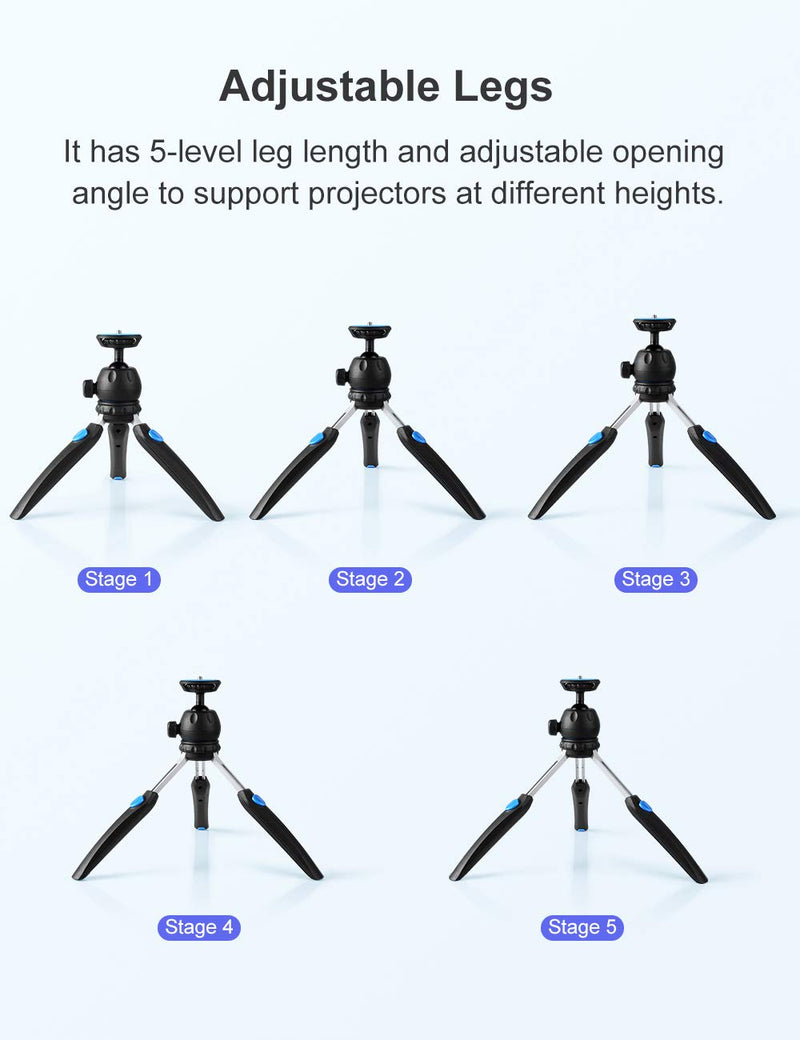 Projector Stand, Crosstour Mini Tripod PS20, Adjustable Legs 360° Rotatable Heads for Crosstour Projector P600 / P770/ S100 Action Cam Webcam