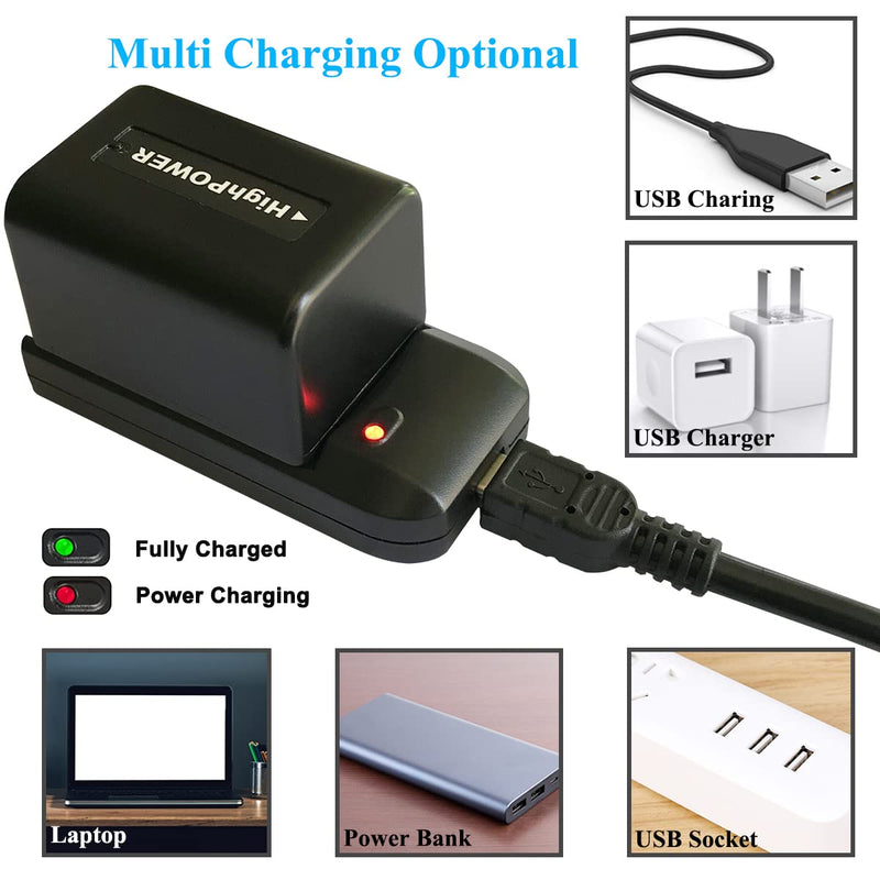 [AUSTRALIA] - NP-FV5 Plus Battery Charger and 3.7V 2000mAh NP-FV5 Plus Rechargeable Li-ion Battery, Camcorder Video Camera Travel Charger with 4.6-Feet Mini 5-pin USB Cable 