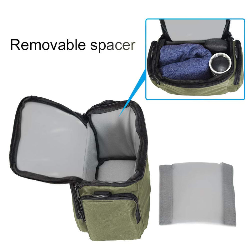 CADeN Compact Camera Shoulder Crossbody Bag Case Compatible for Nikon, Canon, Sony SLR/DSLR Mirrorless Cameras and Lenses Waterproof Green Small