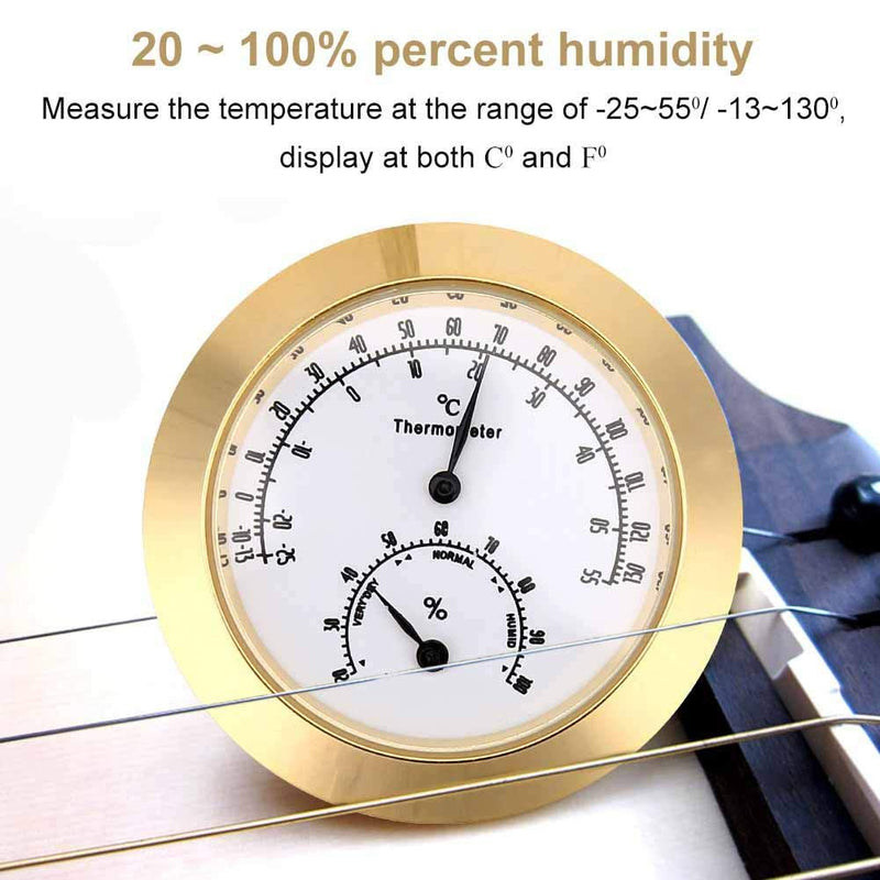 Thermometer Hygrometer Humidity Temperature Meter for Violin Guitar Case Instrument Care Gold